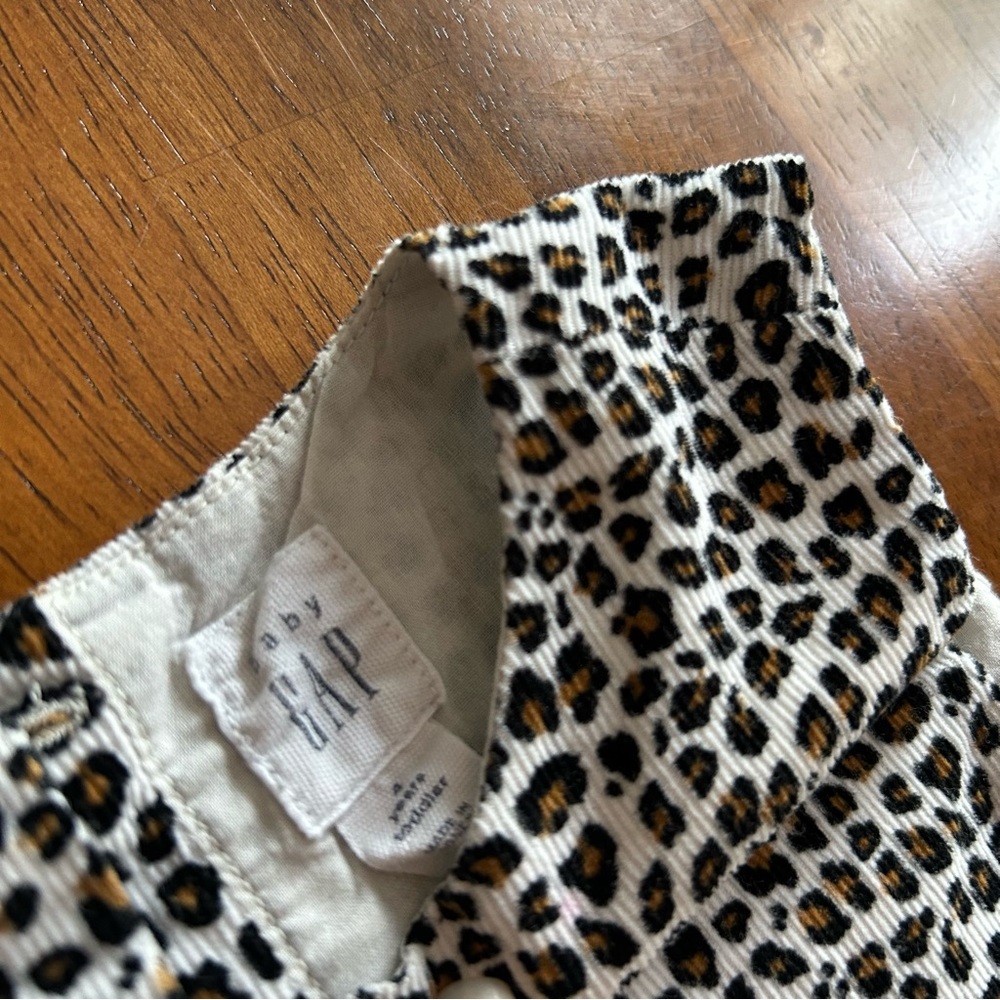 GAP Leopard Print Corduroy Dress | Girl Size 4 | Neutral Sleeveless Button Back - Picture 6 of 10